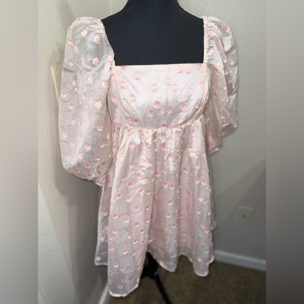 Storia Cottagecore Floral Puff‎ Sleeve Babydoll Dress- Size Medium - Picture 2 of 10